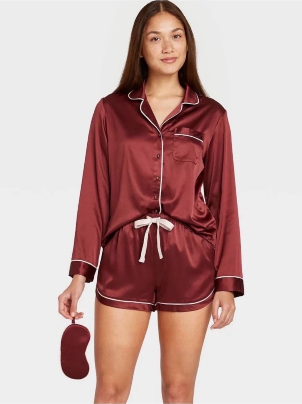 Silky Burgundy Women's Satin Pajama Set